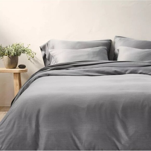 Casaluna Queen Size Dark Gray Blissful 400 Thread Bamboo Rayon Duvet Cover ONLY - Picture 1 of 5